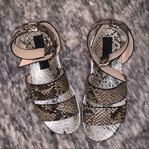 ASOS chunky snakeskin strappy sandals